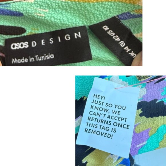 ASOS Halter Neck Cut Out Midi Dress in Bright Multi-Colored Sketch Print Size 10 - Picture 8 of 9